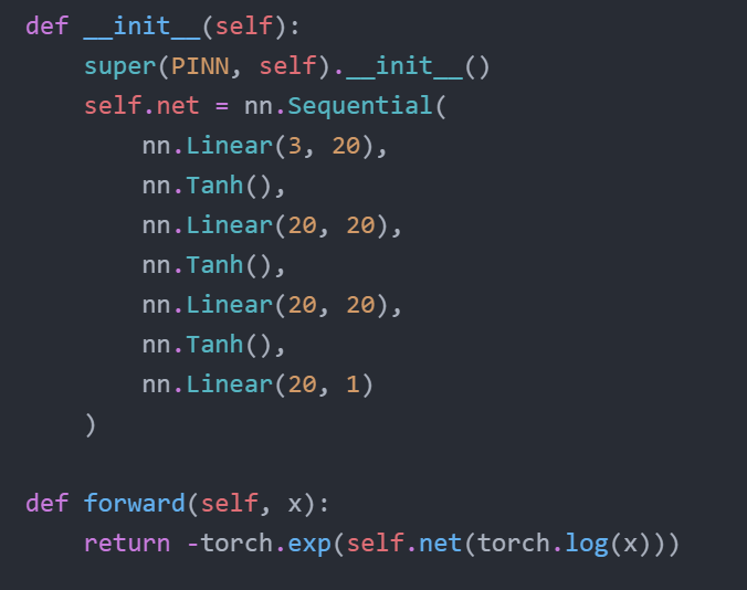 Screenshot of a PyTorch module definition for a multilayer perceptron